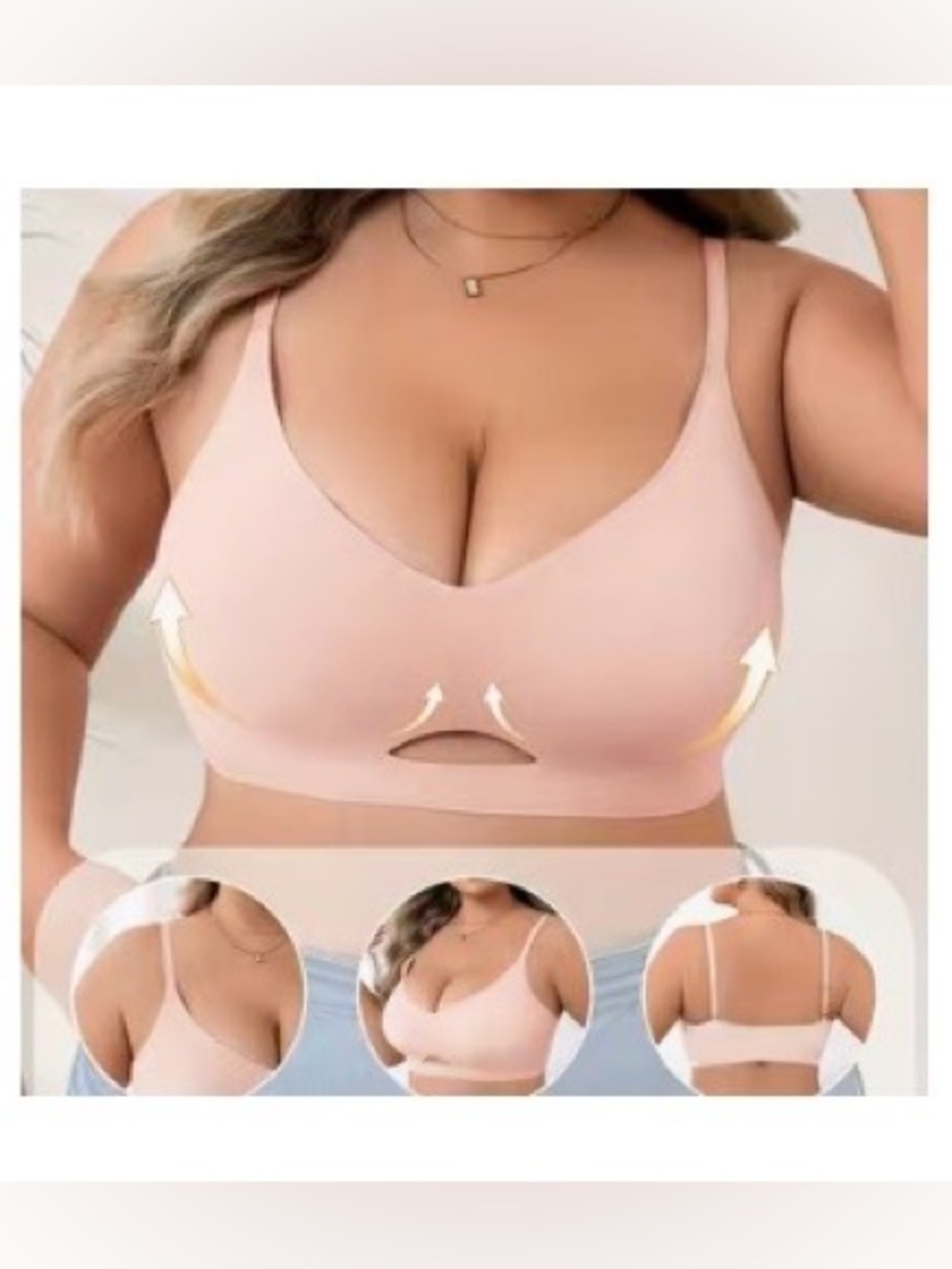 Wireless Light Pink V-Neck Comfort Bra with Gentle Lift